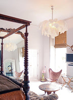 Lustra Chandelier Ostrich Feather Large Brass Stem