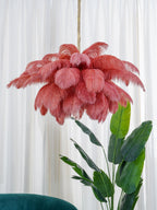 Lustra Chandelier Ostrich Feather Large Brass Stem