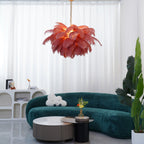 Lustra Chandelier Ostrich Feather Large Brass Stem