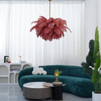 Lustra Chandelier Ostrich Feather Large Brass Stem