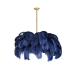 Lustra Chandelier Ostrich Feather Large Brass Stem