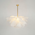 Lustra Chandelier Ostrich Feather Large Brass Stem