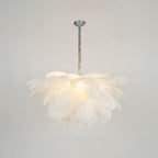 Lustra Chandelier Ostrich Feather Large Brass Stem