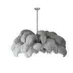 Lustra Chandelier Ostrich Feather Large Brass Stem