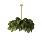 Lustra Chandelier Ostrich Feather Large Brass Stem