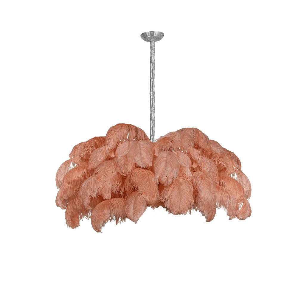 Lustra Chandelier Ostrich Feather Large Brass Stem