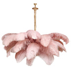 Lustra Chandelier Ostrich Feather Large Brass Stem