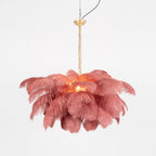 Lustra Chandelier Ostrich Feather Large Brass Stem