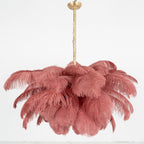Lustra Chandelier Ostrich Feather Large Brass Stem