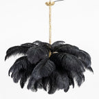Lustra Chandelier Ostrich Feather Large Brass Stem