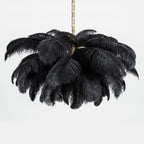 Lustra Chandelier Ostrich Feather Large Brass Stem