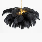 Lustra Chandelier Ostrich Feather Large Brass Stem