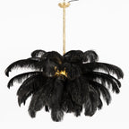Lustra Chandelier Ostrich Feather Large Brass Stem
