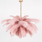 Lustra Chandelier Ostrich Feather Large Brass Stem