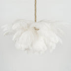 Lustra Chandelier Ostrich Feather Large Brass Stem