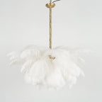 Lustra Chandelier Ostrich Feather Large Brass Stem