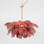 Lustra Chandelier Ostrich Feather Large Brass Stem