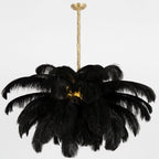 Lustra Chandelier Ostrich Feather Large Brass Stem