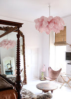 Lustra Chandelier Ostrich Feather Large Brass Stem