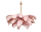 Lustra Chandelier Ostrich Feather Large Brass Stem