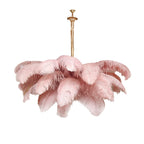 Lustra Chandelier Ostrich Feather Large Brass Stem