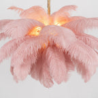 Lustra Chandelier Ostrich Feather Large Brass Stem