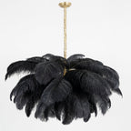 Lustra Chandelier Ostrich Feather Large Brass Stem