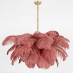 Lustra Chandelier Ostrich Feather Large Brass Stem