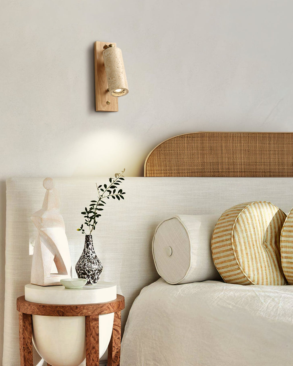 Neptune Wall Lamp Spotlight Yellow Travertine Wood