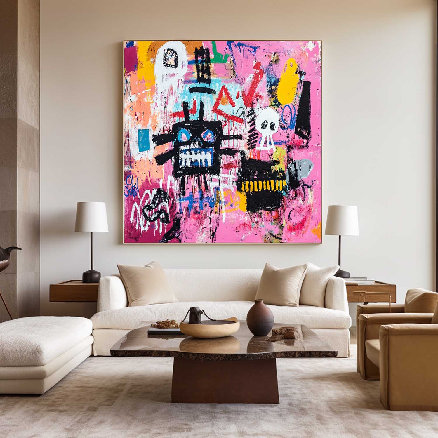 Pink Graffiti Abstract Expressionist Painting