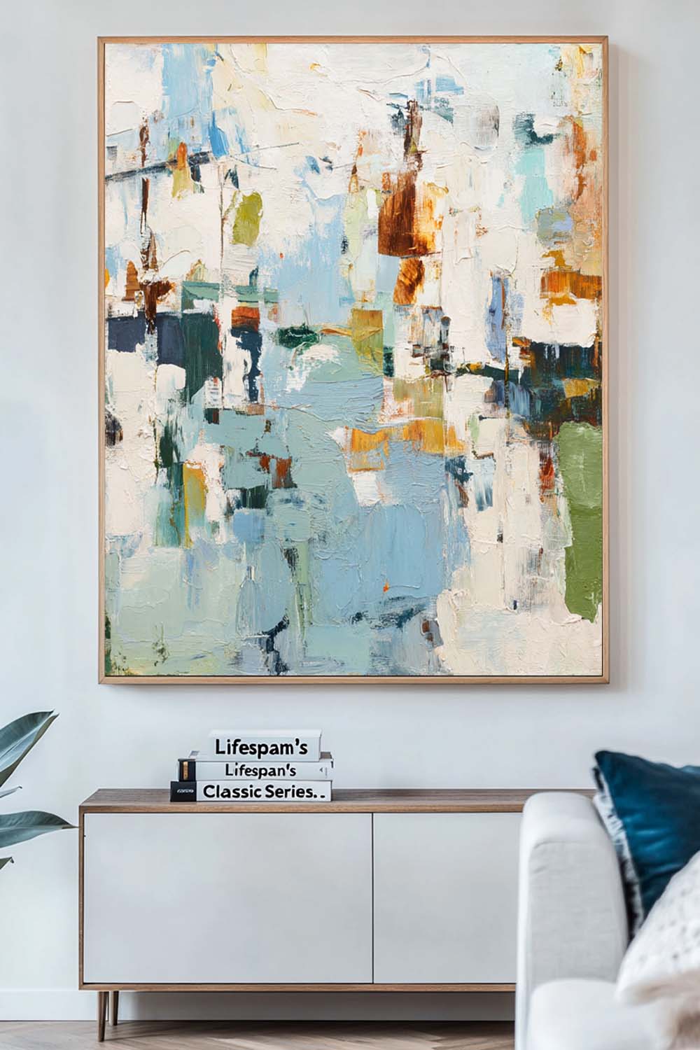 Textured Blue & Orange Abstract Painting