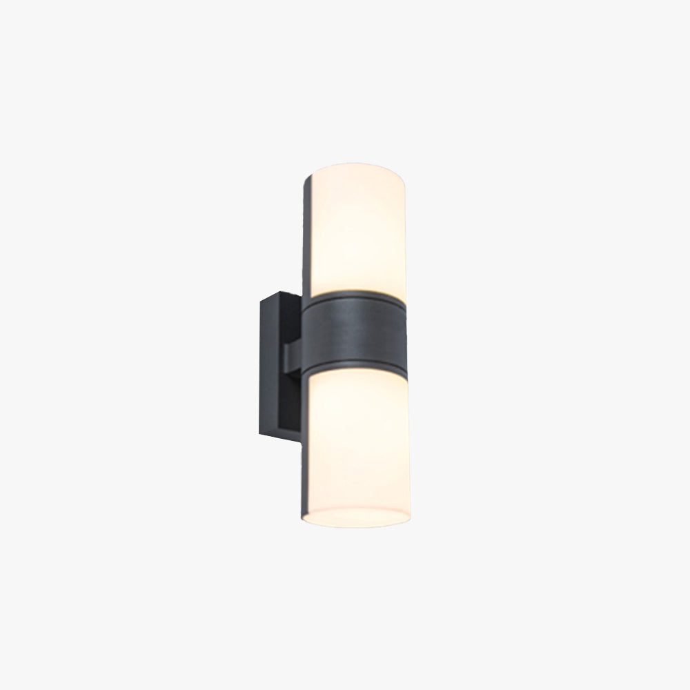 Ray Modern Cylindrical Metal/ Rotatable Outdoor Waterproof Wall Lamp, Black/White