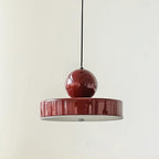 Pendant Lamp Metal Body Red Sphere Shade Modern Retro Accent