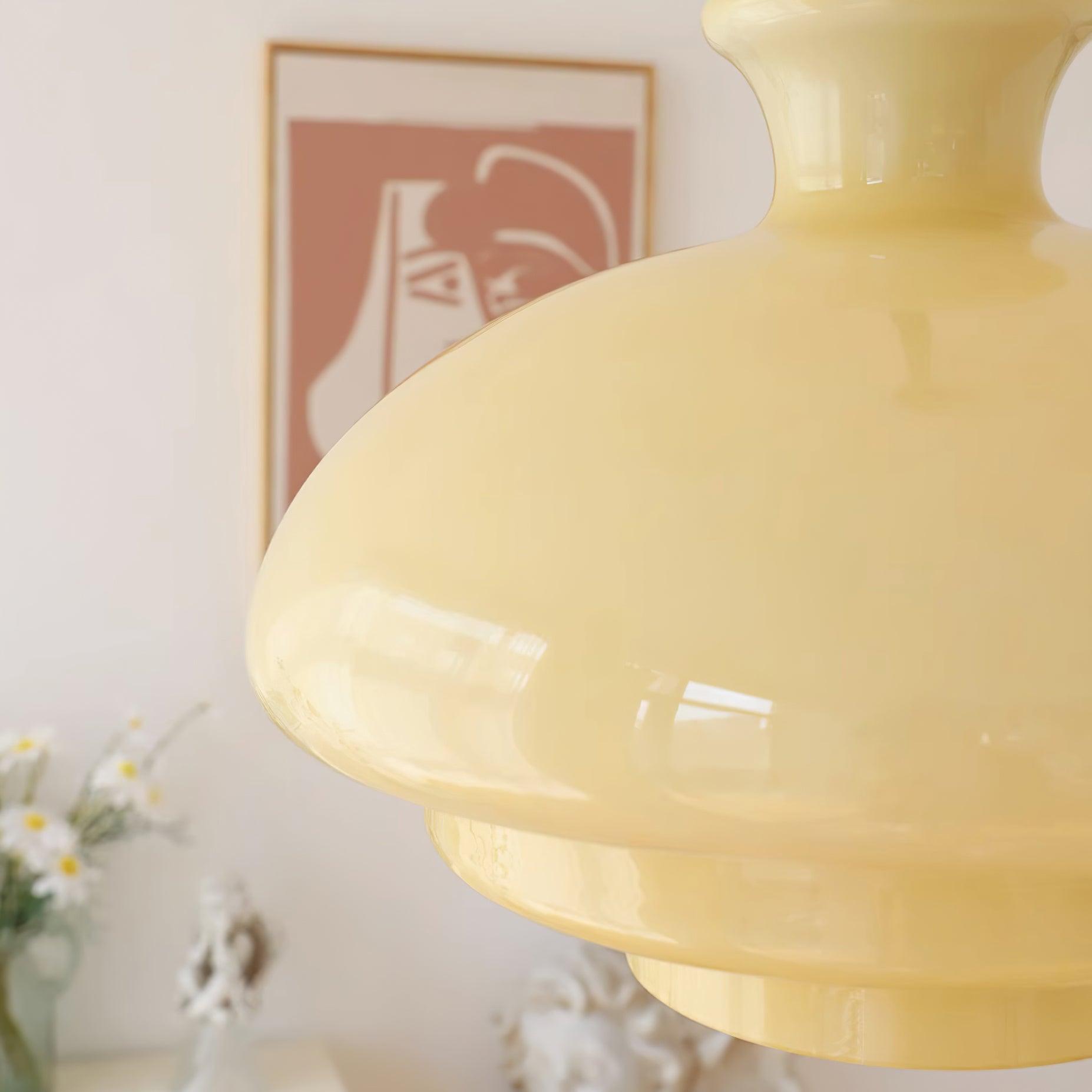 Pendant Lamp Layered Glass Dome Retro Silhouette Warm Ambient Glow