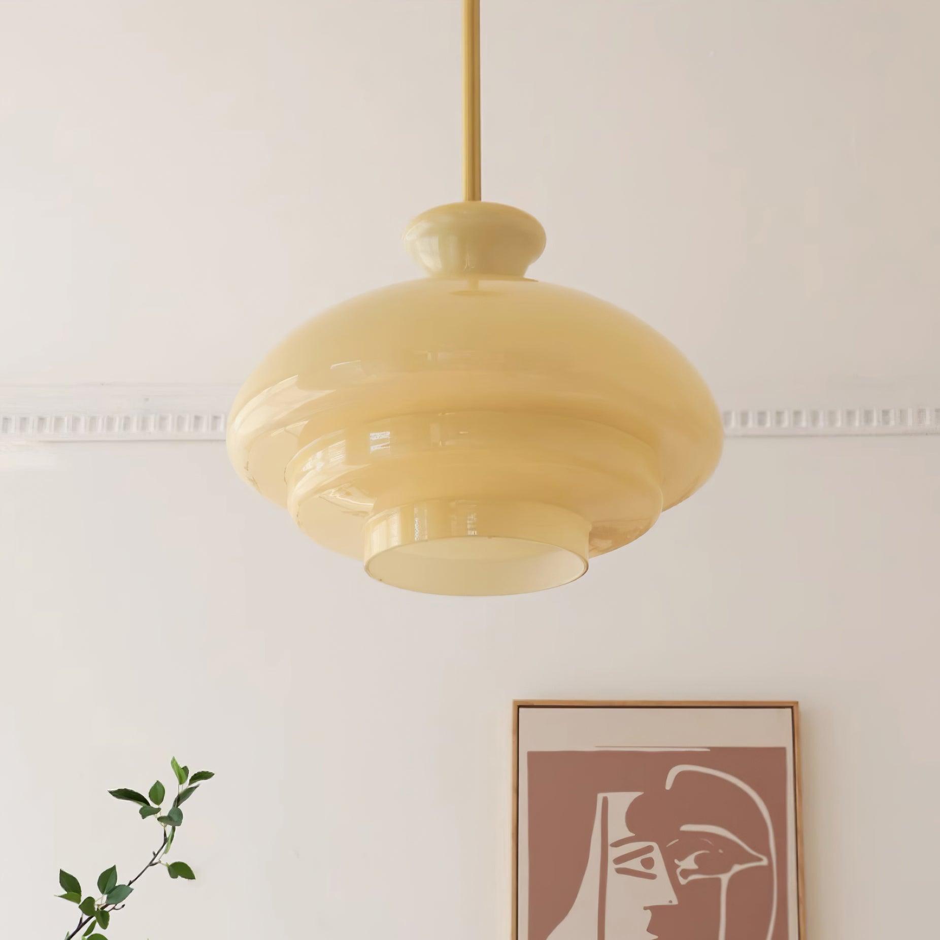 Pendant Lamp Layered Glass Dome Retro Silhouette Warm Ambient Glow