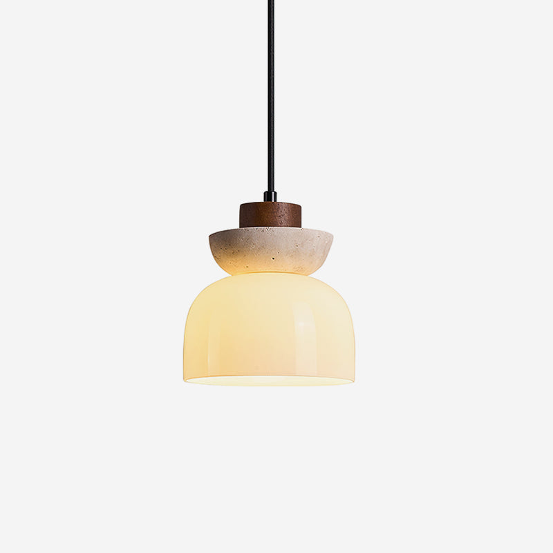 Ritta  Travertine Dome  Glass Pendant Light