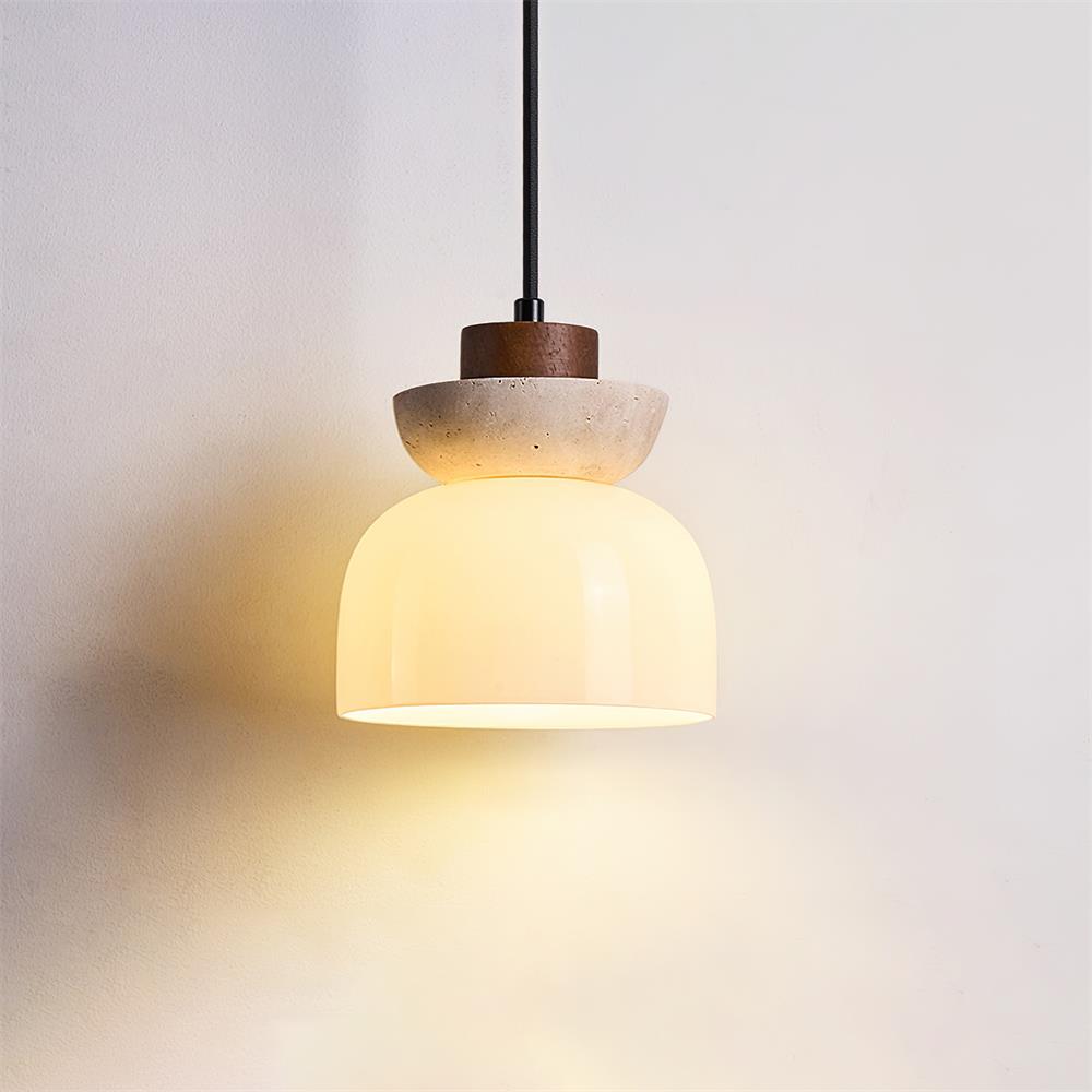 Ritta  Travertine Dome  Glass Pendant Light