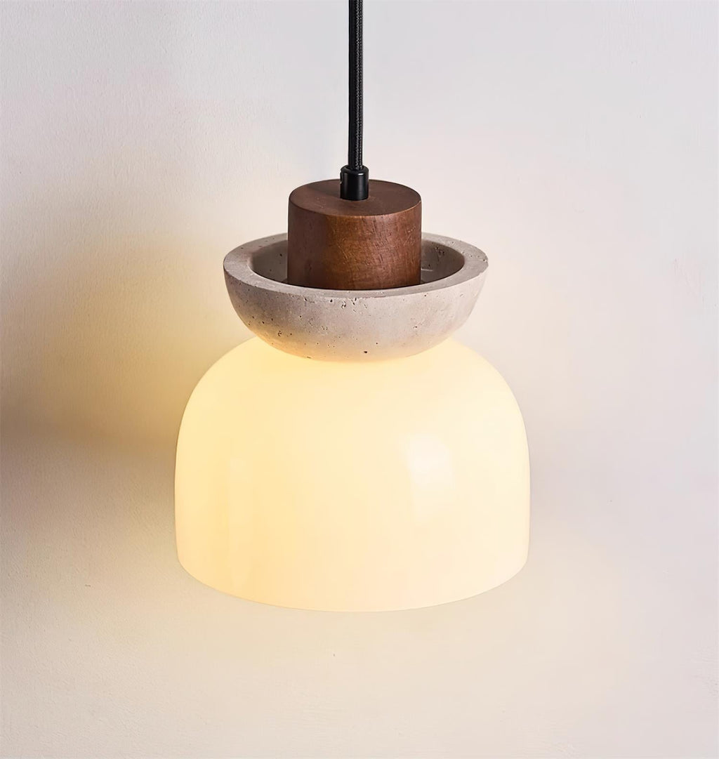 Ritta  Travertine Dome  Glass Pendant Light
