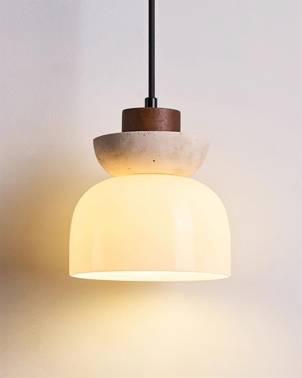 Ritta  Travertine Dome  Glass Pendant Light