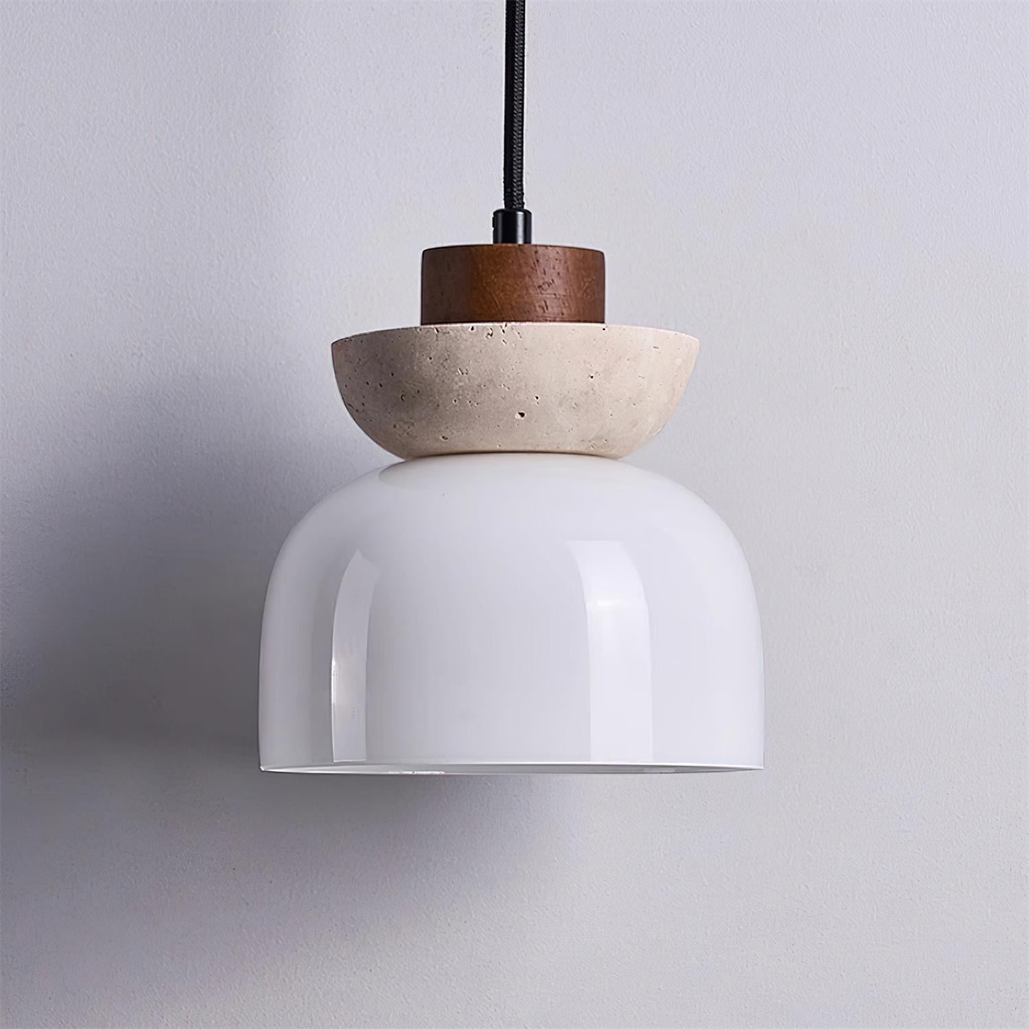 Ritta  Travertine Dome  Glass Pendant Light