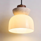 Ritta  Travertine Dome  Glass Pendant Light
