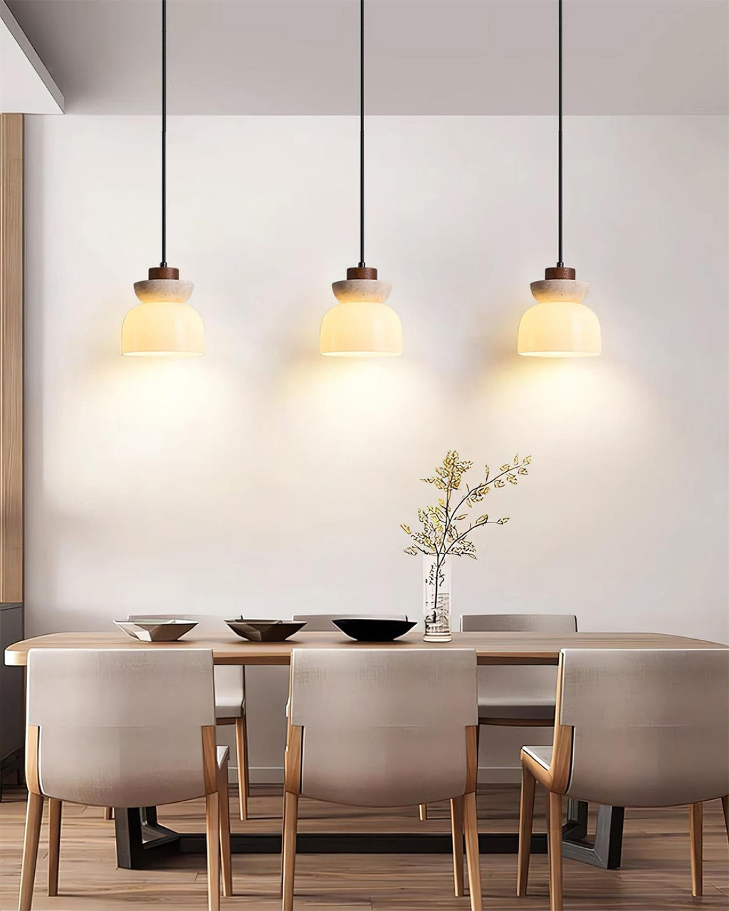 Ritta  Travertine Dome  Glass Pendant Light
