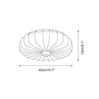 Ceiling Lamp Fabric Shade Pleated Lotus Shape Wooden Canopy