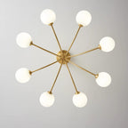 Ceiling Light Brass Branching Arms Opal Globe Shades Modern Elegant