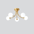 Ceiling Light Brass Branching Arms Opal Globe Shades Modern Elegant