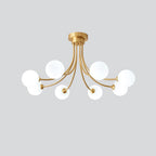 Ceiling Light Brass Branching Arms Opal Globe Shades Modern Elegant