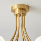 Ceiling Light Brass Branching Arms Opal Globe Shades Modern Elegant