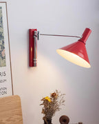 Wall Lamp Modern Adjustable Metal Arm Red Shade Reading Light