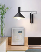 Wall Lamp Modern Adjustable Metal Arm Red Shade Reading Light