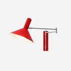 Wall Lamp Modern Adjustable Metal Arm Red Shade Reading Light